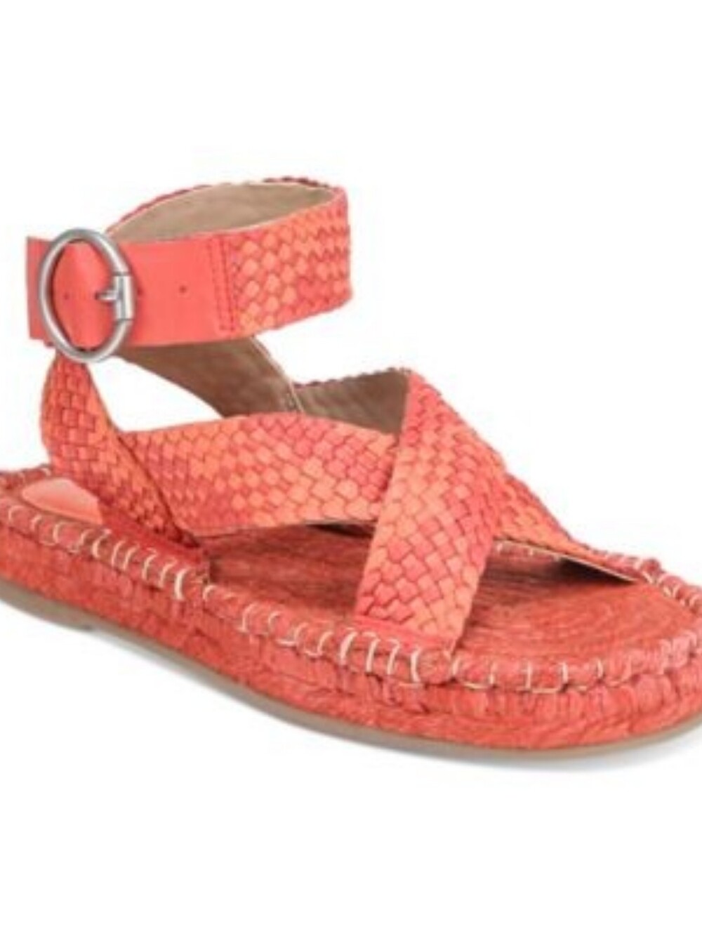 Sam Edelman DAKOTA Ankle Wrap Espadrille Sandal Poppy Orange - Picture 2 of 5